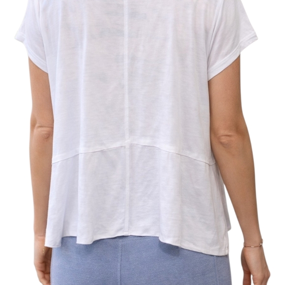 Free People Movement White Cropped Active Tee XS Flowy Layered Stretch NWOT - Picture 3 of 8
